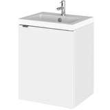 Hudson Reed Fusion 400mm Full Depth Wall Hung Basin Vanity Unit & Basin, 1 Door Gloss White CBI139
