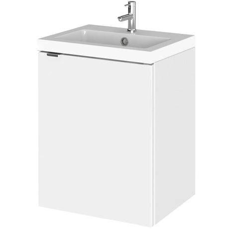 Hudson Reed Fusion 400mm Full Depth Wall Hung Basin Vanity Unit & Basin, 1 Door Gloss White CBI139