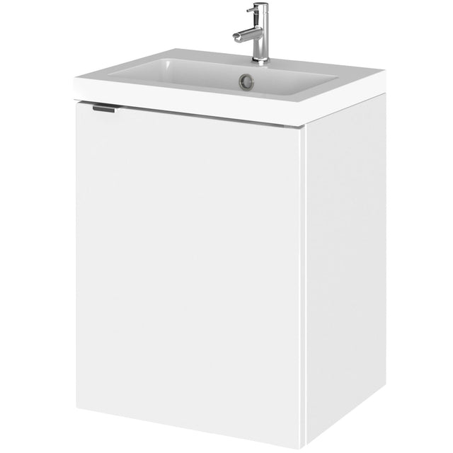 Hudson Reed Fusion 400mm Full Depth Wall Hung Basin Vanity Unit & Basin, 1 Door Gloss White CBI139