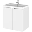 Hudson Reed Fusion 500mm Full Depth Wall Hung Basin Vanity Unit & Basin, 2 Doors Gloss White CBI140