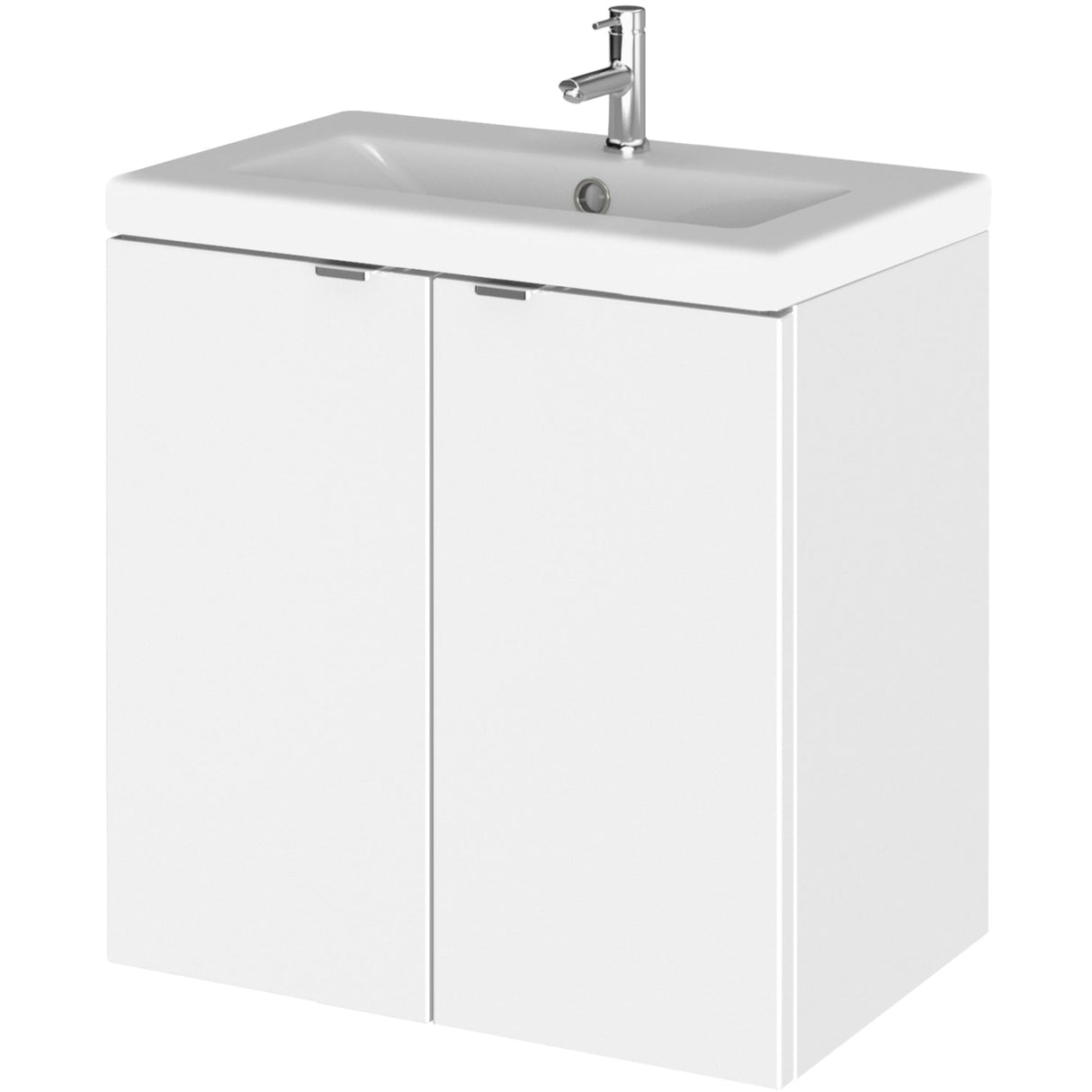Hudson Reed Fusion 500mm Full Depth Wall Hung Basin Vanity Unit & Basin, 2 Doors Gloss White CBI140A