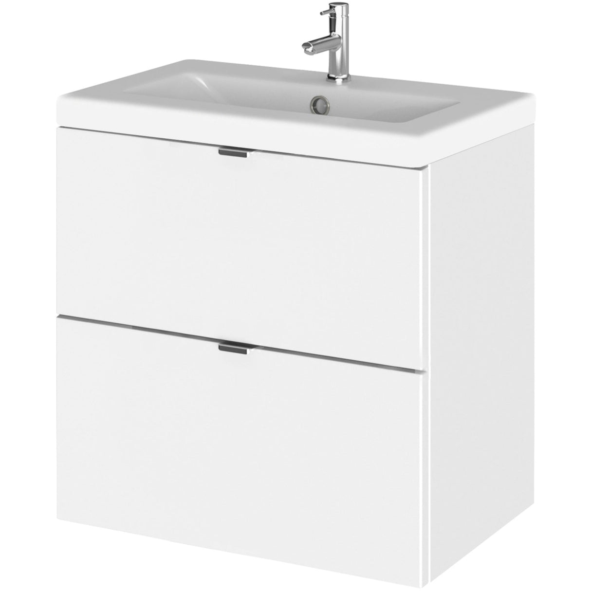 Hudson Reed Fusion 500mm Full Depth Wall Hung Basin Vanity Unit & Basin, 2 Drawers Gloss White CBI141A