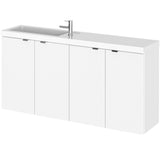Hudson Reed Fusion 1000mm Slimline Wall Hung Vanity Unit & Basin, 4 Doors Gloss White CBI143