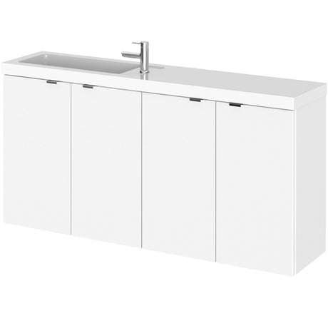 Hudson Reed Fusion 1000mm Slimline Wall Hung Vanity Unit & Basin, 4 Doors Gloss White CBI143