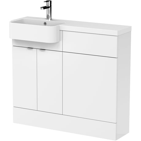 Hudson Reed Fusion Round Semi-Recessed Toilet & Basin Suite, 2 Door Vanity Unit (500mm), W1000mm Gloss White CBI144
