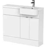 Hudson Reed Fusion Round Semi-Recessed Toilet & Basin Suite, 2 Door Vanity Unit (500mm), W1000mm Gloss White CBI145