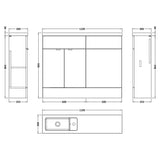 Hudson Reed Fusion Slimline Toilet & Basin Suite, 2 Door Vanity Unit (600mm), W1100mm Bleached Oak CBI3001 LD