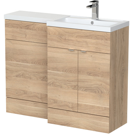 Hudson Reed Fusion Full Depth Toilet & Basin Suite, 2 Door Vanity Unit (600mm), W1100mm Bleached Oak CBI3003