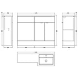 Hudson Reed Fusion Full Depth Toilet & Basin Suite, 2 Door Vanity Unit (600mm), W1100mm Bleached Oak CBI3003 LD