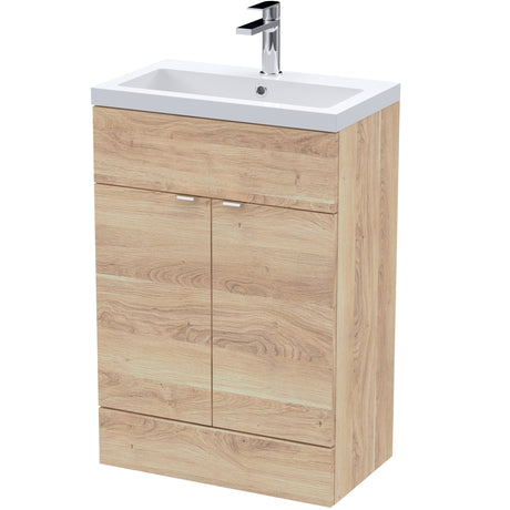 Hudson Reed Fusion 600mm Full Depth Basin Vanity Unit & Basin, 2 Doors Bleached Oak CBI3007