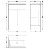 Hudson Reed Fusion 600mm Full Depth Basin Vanity Unit & Basin, 2 Doors Bleached Oak CBI3007A LD