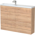 Hudson Reed Fusion Slimline Toilet & Basin Suite, 2 Door Vanity Unit (600mm), W1200mm Bleached Oak CBI3008
