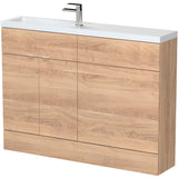 Hudson Reed Fusion Slimline Toilet & Basin Suite, 2 Door Vanity Unit (600mm), W1200mm Bleached Oak CBI3008