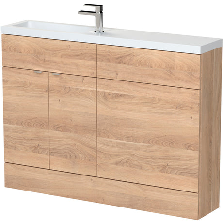Hudson Reed Fusion Slimline Toilet & Basin Suite, 2 Door Vanity Unit (600mm), W1200mm Bleached Oak CBI3008