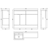 Hudson Reed Fusion Full Depth Toilet & Basin Suite, 2 Door Vanity Unit (600mm), W1200mm Bleached Oak CBI3009 LD