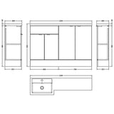 Hudson Reed 1200mm Fusion Full Depth Basin Vanity Unit (600mm), 4 Doors Bleached Oak CBI3011 LD