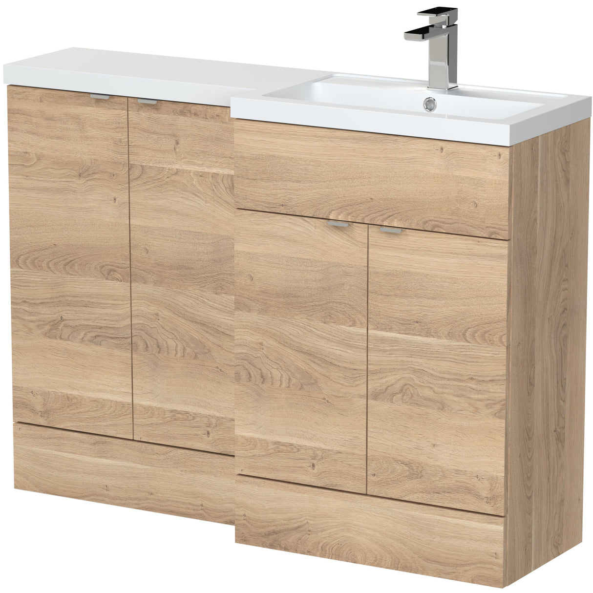 Hudson Reed 1200mm Fusion Full Depth Basin Vanity Unit (600mm), 4 Doors Bleached Oak CBI3012