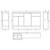 Hudson Reed Fusion 1500mm Full Depth Toilet & Basin Suite, 3 Door Vanity Unit (600mm) Bleached Oak CBI3015 LD