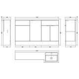 Hudson Reed Fusion 1500mm Full Depth Toilet & Basin Suite, 3 Door Vanity Unit (600mm) Bleached Oak CBI3016 LD
