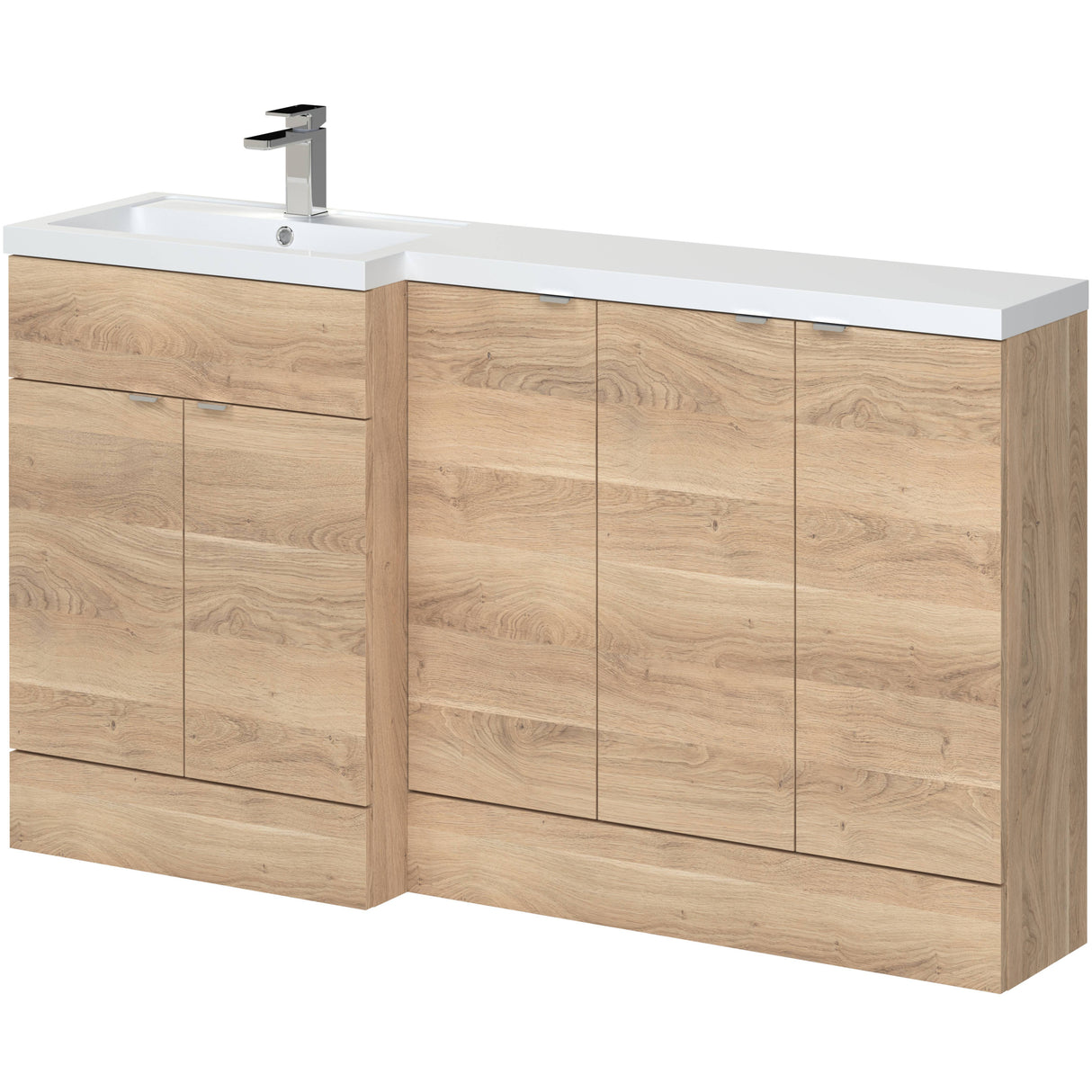 Hudson Reed Fusion 1500mm Full Depth Basin Vanity Unit (600mm), 5 Doors Bleached Oak CBI3017