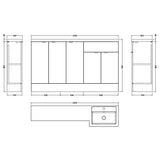Hudson Reed Fusion 1500mm Full Depth Basin Vanity Unit (600mm), 5 Doors Bleached Oak CBI3018 LD