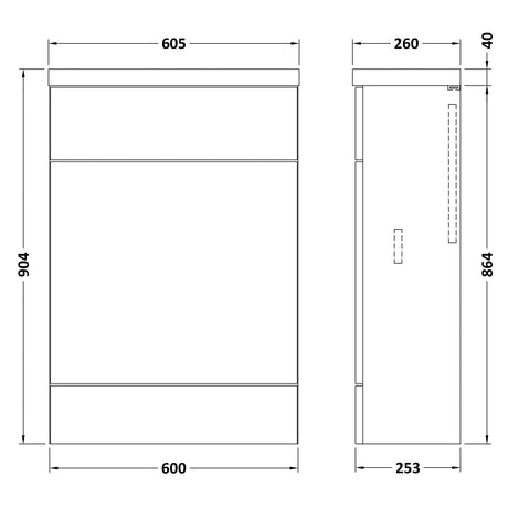 Hudson Reed Fusion Slimline 600mm WC Unit & Top Bleached Oak CBI3019 LD