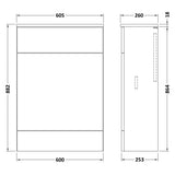 Hudson Reed Fusion Slimline 600mm WC Unit & Top Bleached Oak CBI3019A LD