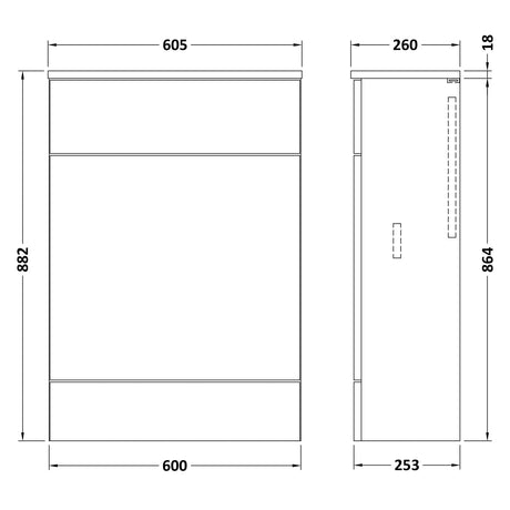 Hudson Reed Fusion Slimline 600mm WC Unit & Top Bleached Oak CBI3019A LD