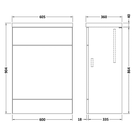 Hudson Reed Fusion Full Depth 600mm WC Unit & Top Bleached Oak CBI3020 LD