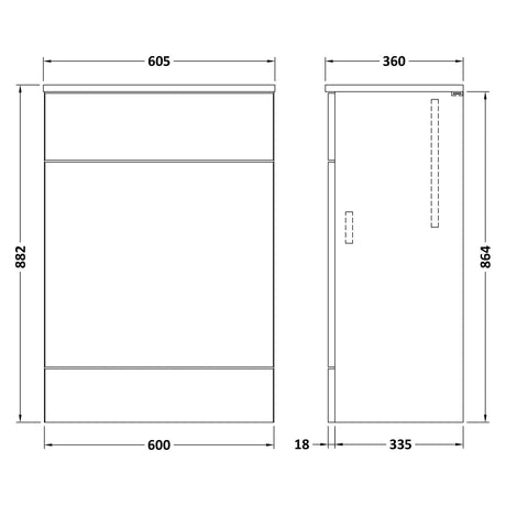 Hudson Reed Fusion Full Depth 600mm WC Unit & Top Bleached Oak CBI3020A LD