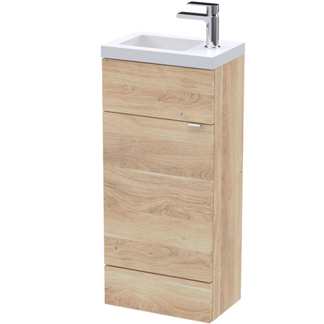 Hudson Reed Fusion Slimline 400mm Freestanding 1 Door Basin Vanity Unit & Basin Bleached Oak CBI3021