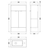 Hudson Reed Fusion Slimline 500mm Freestanding 2 Door Basin Vanity Unit & Basin Bleached Oak CBI3022 LD
