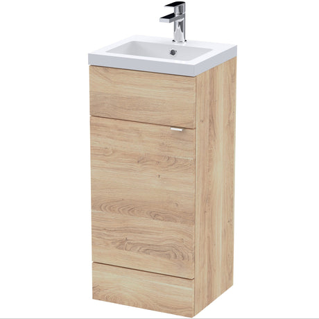 Hudson Reed Fusion 400mm Full Depth Basin Vanity Unit & Basin, 1 Door Bleached Oak CBI3023