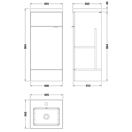 Hudson Reed Fusion 400mm Full Depth Basin Vanity Unit & Basin, 1 Door Bleached Oak CBI3023 LD
