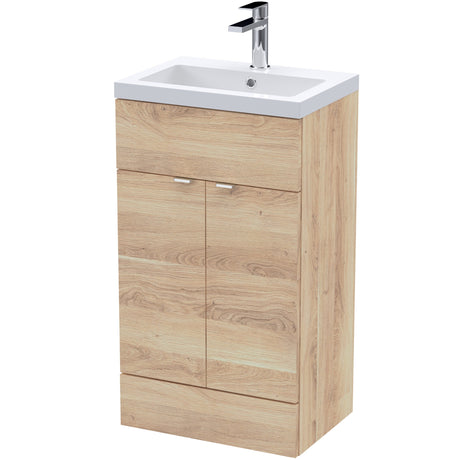 Hudson Reed Fusion 500mm Full Depth Basin Vanity Unit & Basin, 2 Doors Bleached Oak CBI3024
