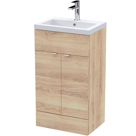Hudson Reed Fusion 500mm Full Depth Basin Vanity Unit & Basin, 2 Doors Bleached Oak CBI3024A