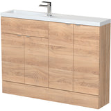 Hudson Reed Fusion Slimline Basin Vanity unit (600mm), 4 Doors, W1200mm Bleached Oak CBI3025