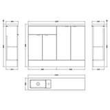 Hudson Reed Fusion Slimline Basin Vanity unit (600mm), 4 Doors, W1200mm Bleached Oak CBI3025 LD