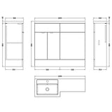 Hudson Reed Fusion Full Depth Toilet & Basin Suite, 2 Door Vanity Unit (500mm), W1000mm Bleached Oak CBI3026 LD