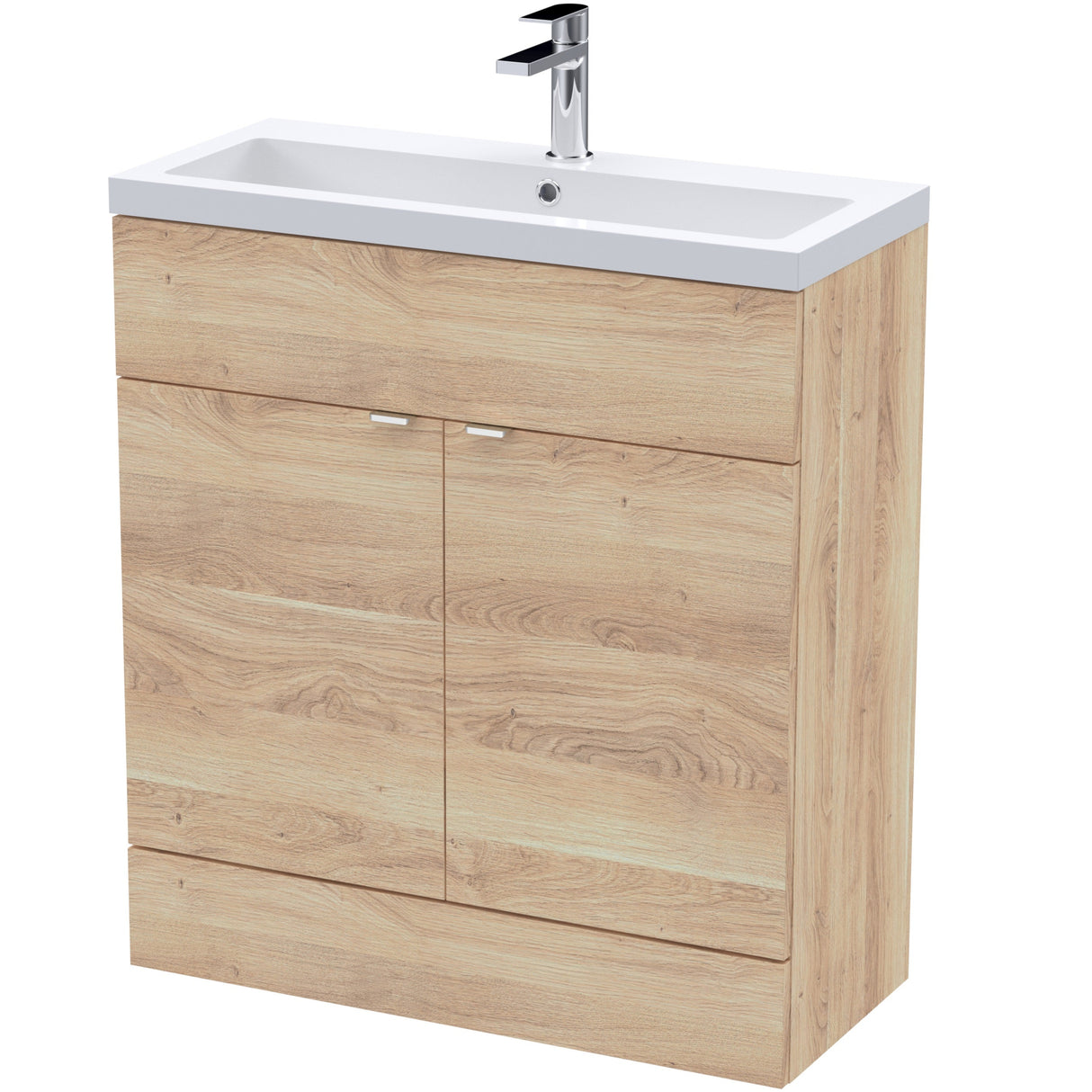 Hudson Reed Fusion 800mm Full Depth Basin Vanity Unit & Basin, 2 Doors Bleached Oak CBI3028