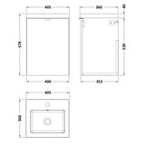 Hudson Reed Fusion 400mm Full Depth Wall Hung Basin Vanity Unit & Basin, 1 Door Bleached Oak CBI3039 LD