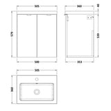 Hudson Reed Fusion 500mm Full Depth Wall Hung Basin Vanity Unit & Basin, 2 Doors Bleached Oak CBI3040 LD