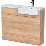 Hudson Reed Fusion Round Semi-Recessed Toilet & Basin Suite, 2 Door Vanity Unit (600mm), W1100mm Bleached Oak CBI3047