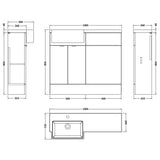 Hudson Reed Fusion Square Semi-Recessed Toilet & Basin Suite, 2 Door Vanity Unit (500mm), W1000mm Bleached Oak CBI3048 LD