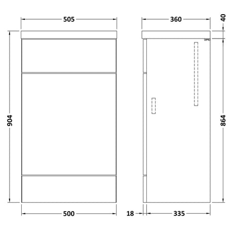 Hudson Reed Fusion Full Depth 500mm WC Unit & Top Anthracite Woodgrain CBI505 LD