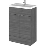 Hudson Reed Fusion 600mm Full Depth Basin Vanity Unit & Basin, 2 Doors Anthracite Woodgrain CBI507