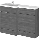 Hudson Reed Fusion Full Depth Toilet & Basin Suite, 2 Door Vanity Unit (600mm), W1200mm Anthracite Woodgrain CBI509