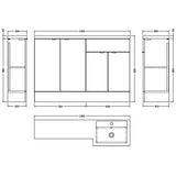 Hudson Reed 1200mm Fusion Full Depth Basin Vanity Unit (600mm), 4 Doors Anthracite Woodgrain CBI512 LD