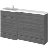 Hudson Reed Fusion 1500mm Full Depth Basin Vanity Unit (600mm), 5 Doors Anthracite Woodgrain CBI517