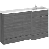 Hudson Reed Fusion 1500mm Full Depth Basin Vanity Unit (600mm), 5 Doors Anthracite Woodgrain CBI518